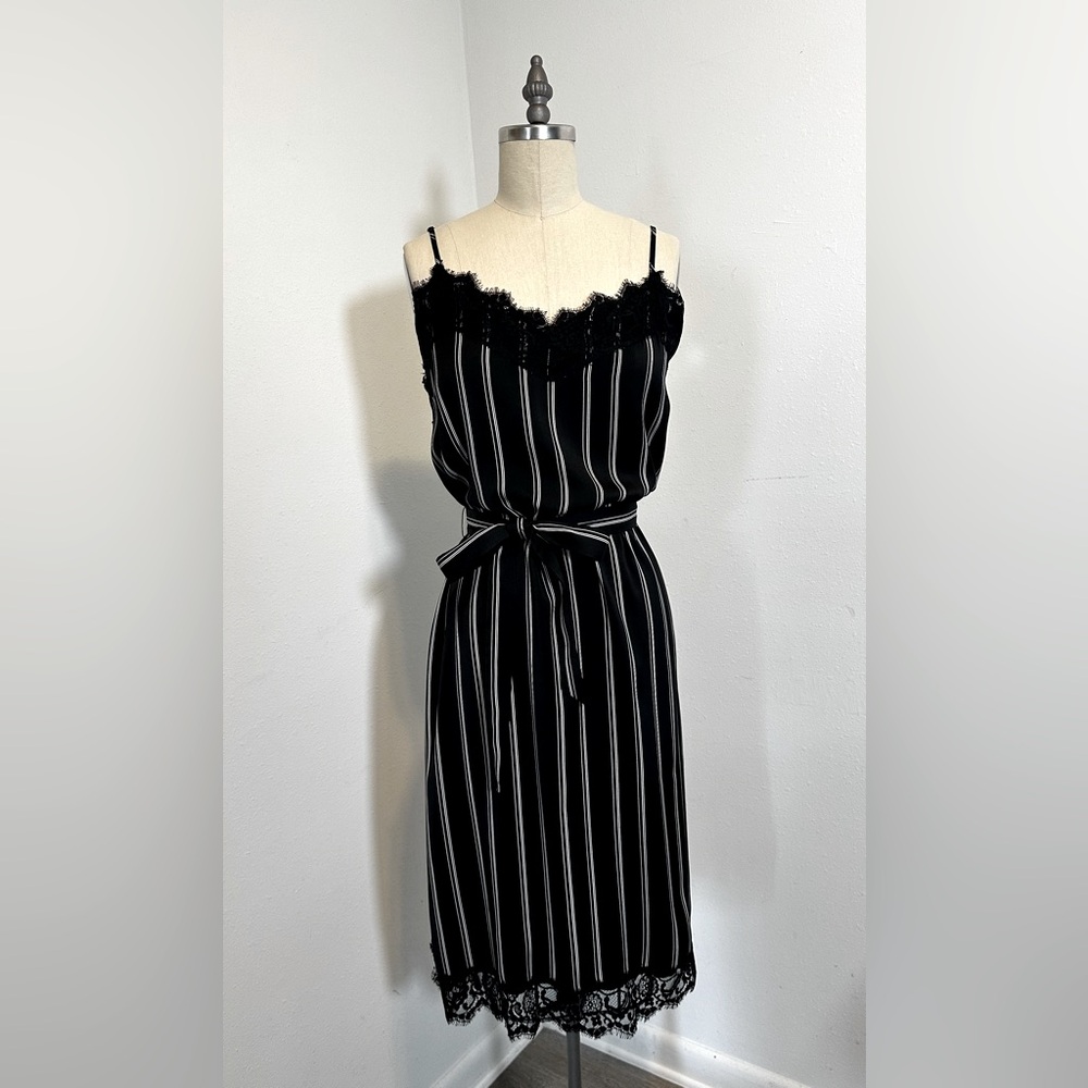 Who What Wear black dress with white stripes